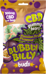 Bubbly Billy Buds Gummybeertjes met passievruchtsmaak en CBD-smaak (300 mg)