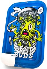 Best Buds Bandeja enrollable grande de metal Grind Me con tarjeta magnética para molinillo