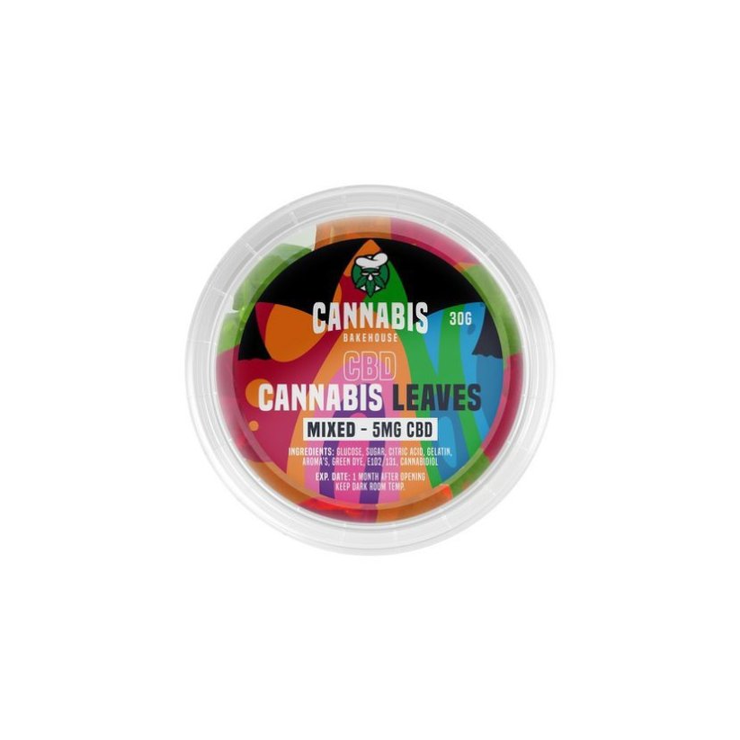 Cannabis Bakehouse - Feuilles gommeuses de CBD Mélanger, 10pcs X 5mg CBD