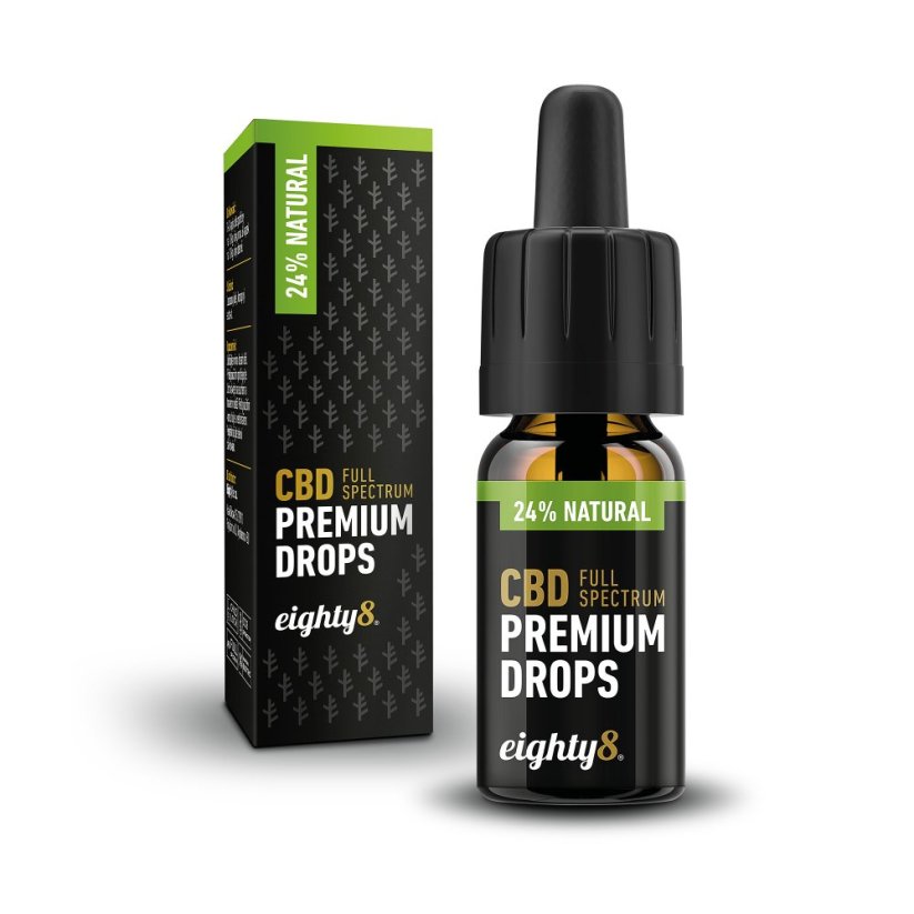 Eighty8 Натуральний CBD краплі, 24%, 10ml, 2400mg