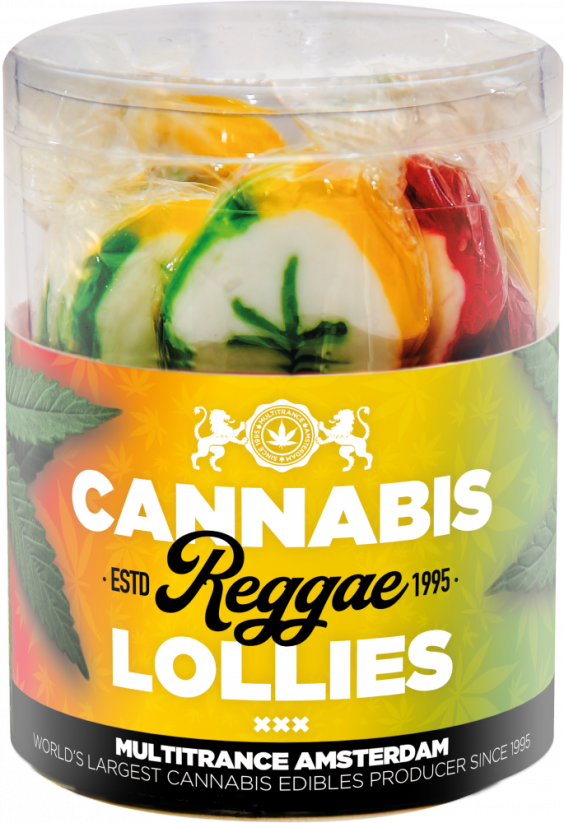 Pirulitos Reggae de Cannabis - Caixa de Presente (10 Pirulitos), 24 caixas em caixa