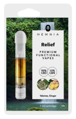 Hemnia Cartridge Relief - 90 % CBD, 10 % CBN, valeriaan, gember, 1 ml