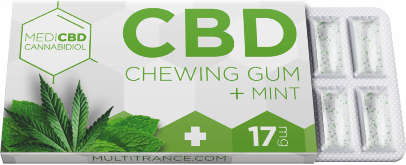 Kẹo cao su MediCBD Mint CBD (17 mg CBD), trưng bày 24 hộp