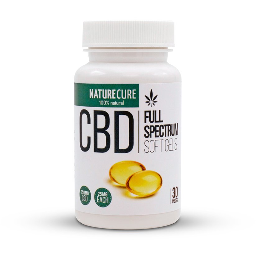 Nature Cure CBD რბილი გელები - 750 მგ CBD, 30 ცალი x 25 მგ