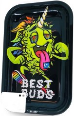 Best Buds LSD 磁気グラインダーカード付き大型金属ローリングトレイ