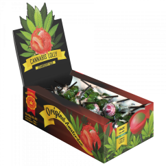 Льодяники Cannabis Strawberry Haze Lollies – демонстраційна коробка (70 льодяників)