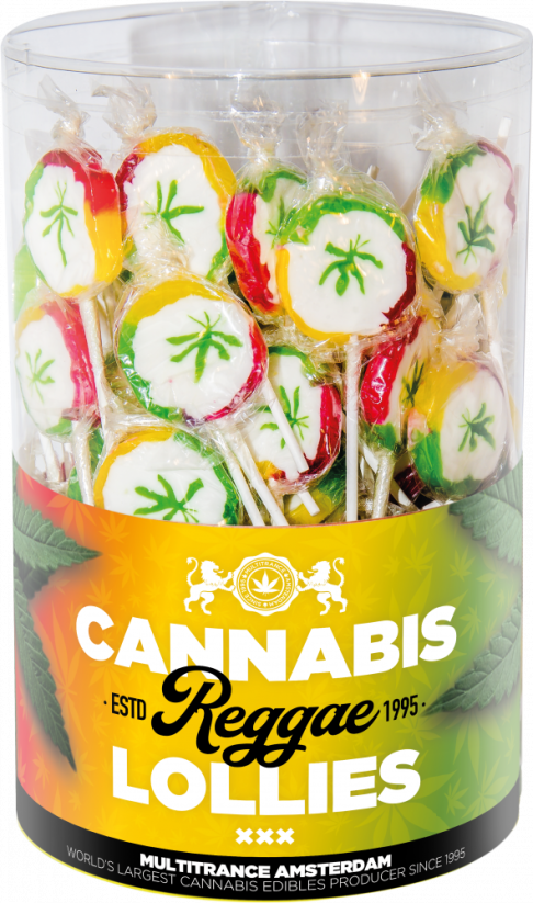 Pirulitos de Reggae de Cannabis - Recipiente de Exibição (100 Pirulitos)