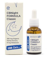*Enecta CBNight Formula Classic Kanapių aliejus su melatoninu, 250 mg organinio kanapių ekstrakto, 30 ml