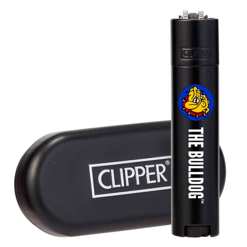 The Bulldog Clipper Mat črn kovinski vžigalnik + darilobox