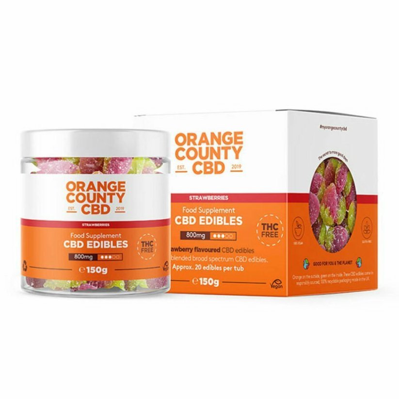 Orange County CBD Gummies Mansikat, 800 mg CBD, 125 g