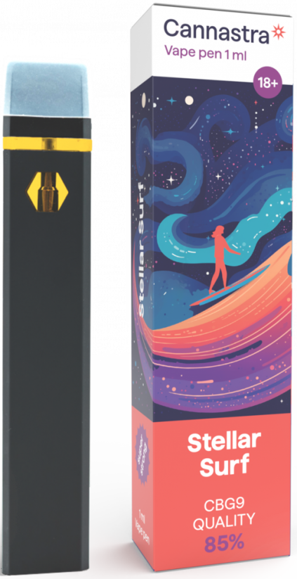 Cannastra CBG9 ühekordne Vape Pen Stellar Surf, CBG9 85% kvaliteet, 1 ml