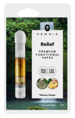 Hemnia Cartridge Relief - 90 % CBD, 10 % CBN, βαλεριάνα, τζίντζερ, 1 ml