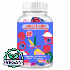 Sweet CBD Gomas Verão baga Vegano 500 mg CDB, 50 x 10 mg, 108 g