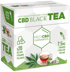 MediCBD Must tee (20 püramiidi teekotti karp), 7,5 mg CBD