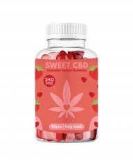 Sweet CBD Love Gummies bonbony, Jahoda, 250mg CBD, 50ks x 5mg