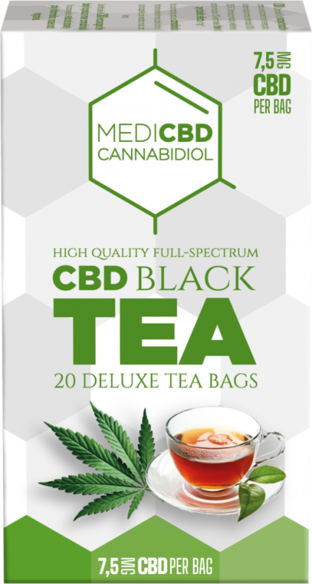 MediCBD Црни чај (кутија од 20 врећица чаја), 7,5 мг ЦБД