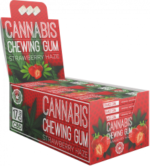Cannabis Strawberry Chewing Gum (17 mg CBD), 24 boîtes en présentoir