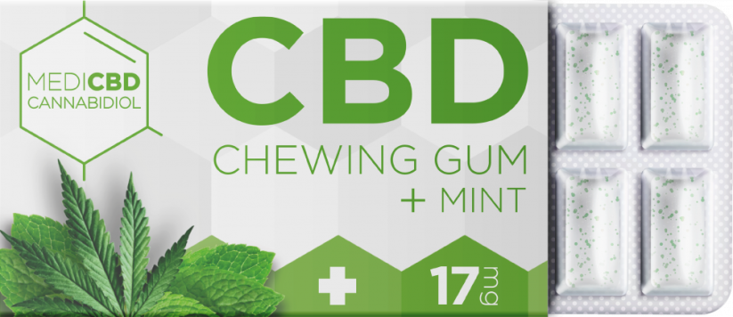 MediCBD Mint CBD Chewing Gum (17 mg CBD), 24 boîtes en présentoir