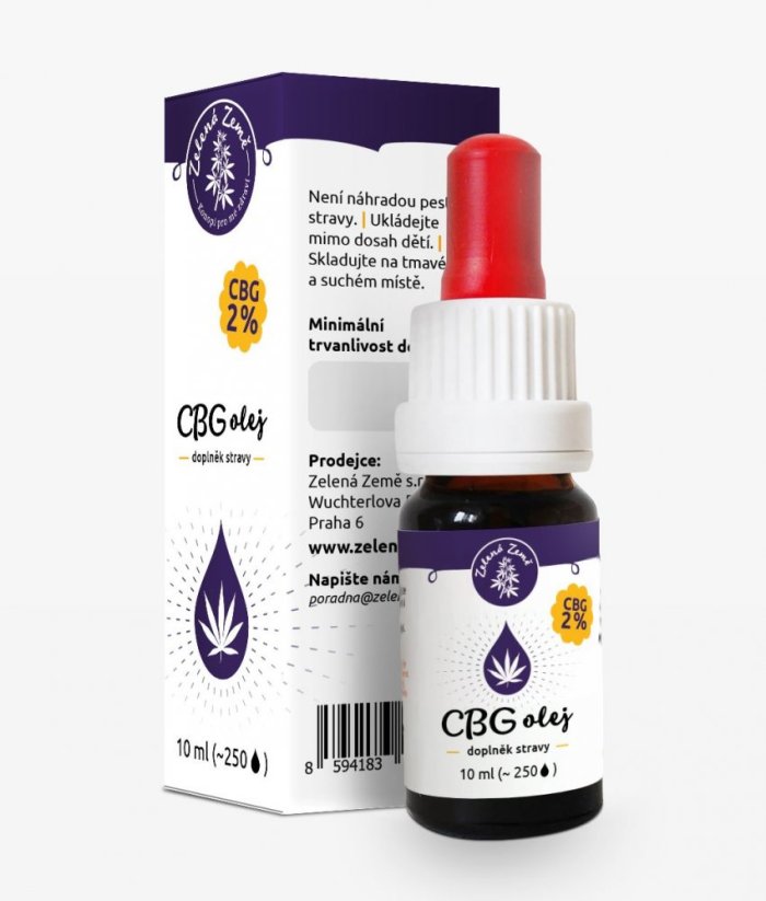 Zelená země CBG konopný olej 2%, 10 ml