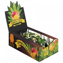 Льодяники Cannabis Mango Kush Lollies – демонстраційна коробка (70 льодяників)