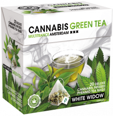 Zeleni čaj Cannabis White Widow (škatla z 20 piramidnimi čajnimi vrečkami)