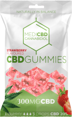 Ursinhos de goma CBD com sabor de morango MediCBD (300 mg), 40 sacos em caixa