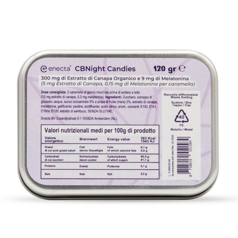 Enecta CBNight Gommose 60 pz, 300 mg CBD, 9 mg di melatonina, 120 G