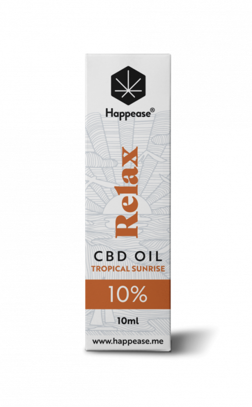 Happease Relax CBD Olej Tropical Sunrise, 10% CBD, 1000mg, 10ml