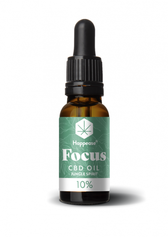 Happease Koncentrējieties uz CBD eļļu Džungļu gars, 10% CBD, 1000mg, 10ml