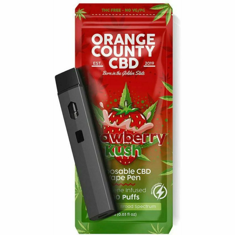 Orange County CBD Vape kynä Mansikka Kush, 600 mg CBD, 1 ml