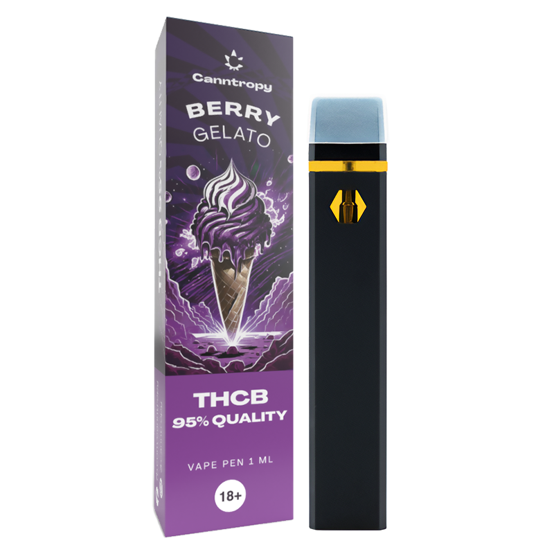 Canntropy THCB Vape Pen Berry Gelato descartável, qualidade THCB 95%, 1ml