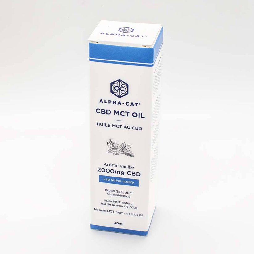 Alpha-Cat CBD Spray MCT Kokosnussöl mit Vanille Aroma, 20%, 2000 mg, 30 ml