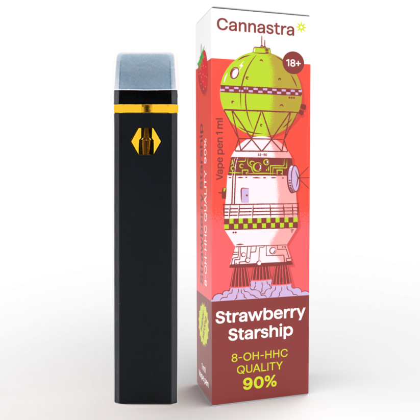 Cannastra 8-OH-HHC Vape Pen Strawberry Starship, 8-OH-HHC 90% ხარისხი, 1მლ