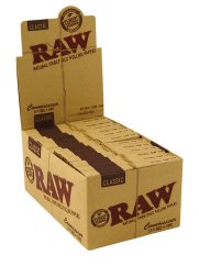 RAW Nebielený klasický krátky papier Connoisseur veľkosti 1 ¼ + filtre - krabica 24 ks