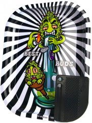 Best Buds Smoke Me Small Metal Rolling Tray с магнитна карта за мелница