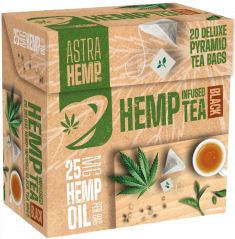 Astra Hemp Black Tea 25 мг конопляної олії (коробка з 20 пакетиків піраміди)