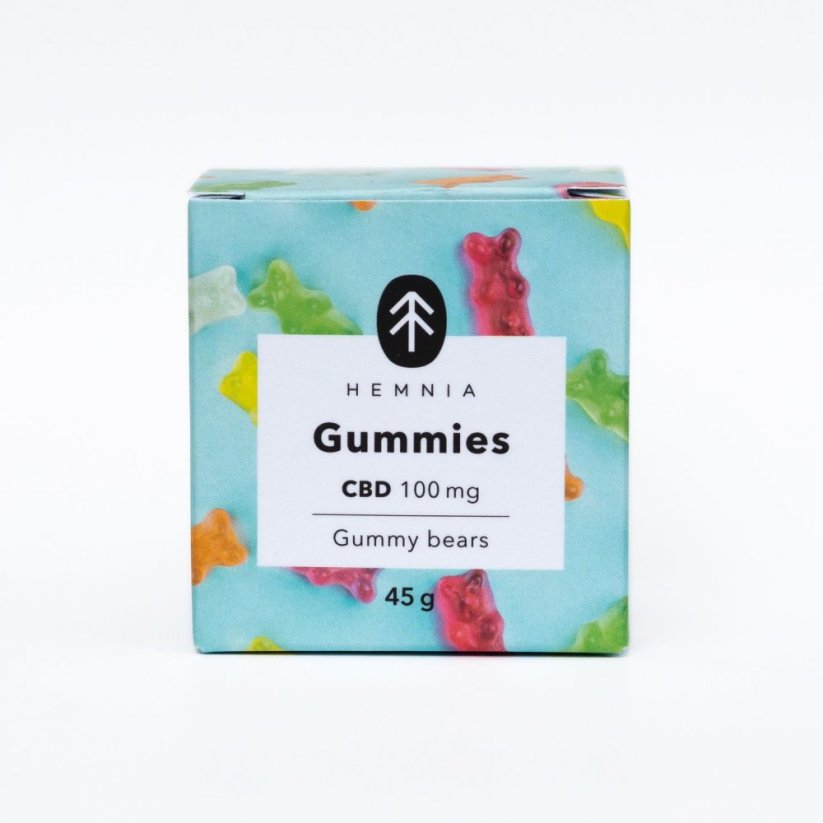 Hemnia Gomitas de CBD Ositos de goma, cereza, kiwi, Piña, Fresa, 100 mg CDB, 20 piezas X 5 mg, 45 gramo