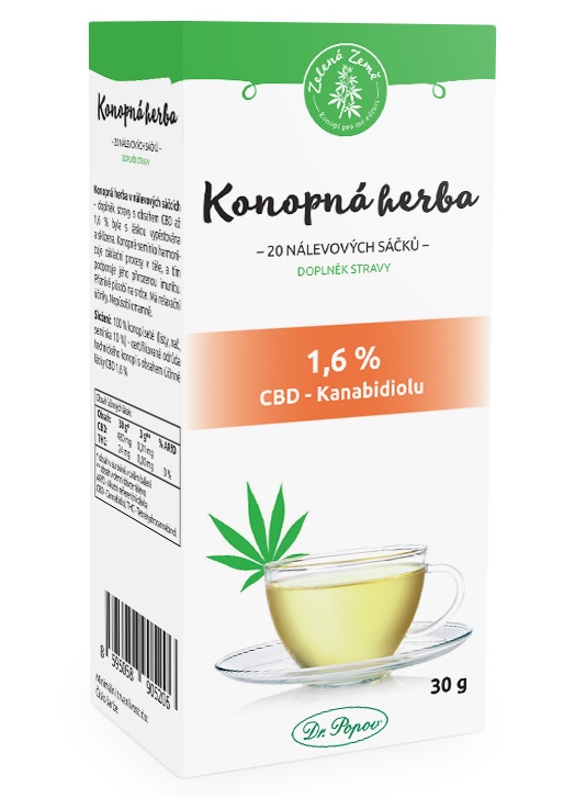 Zelená Země CBD Konopný čaj porcovaný 30 g, 1,6% CBD