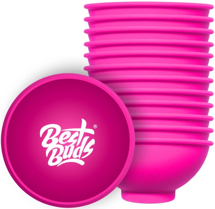 Best Buds Bol de amestecare din silicon 7 cm, roz cu logo alb