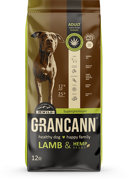 Grancann Lamb & Hemp seeds - Konopljina hrana za srednje velike in velike pasme, 12kg