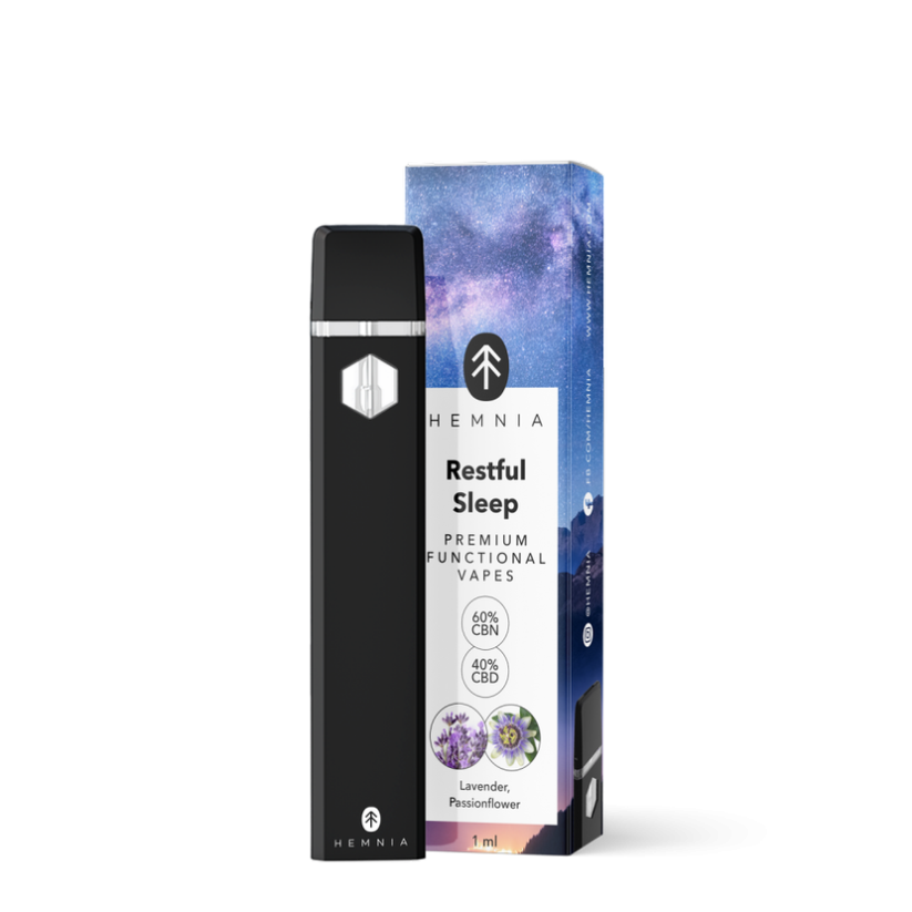 Hemnia Premium Functional Vape Pen Erholsamer Schlaf – 40 % CBD, 60 % CBN, Lavendel, Passionsblume, 1 ml