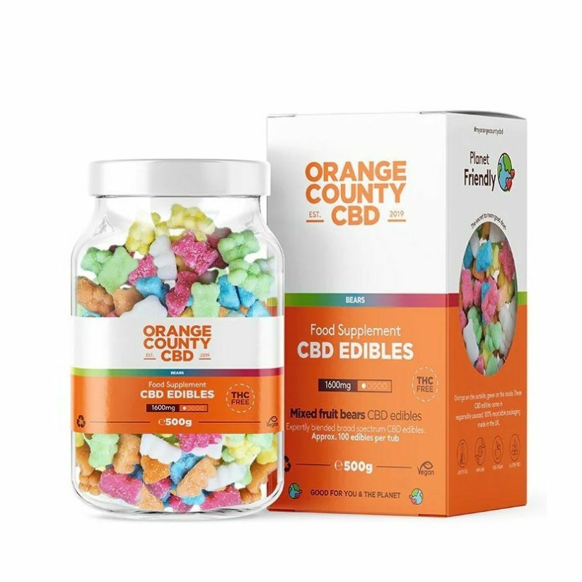 Orange County CBD Gummies Bears, 100 sztuk, 1600 mg CBD, 500 g