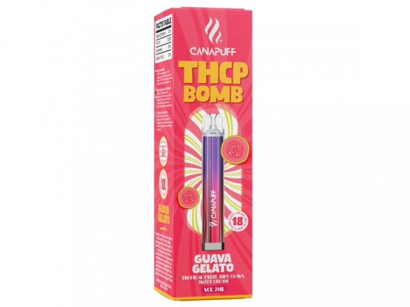 CanaPuff BOMB Gelato ổi, 0,8 g THCp - Dùng một lần, 2 ml