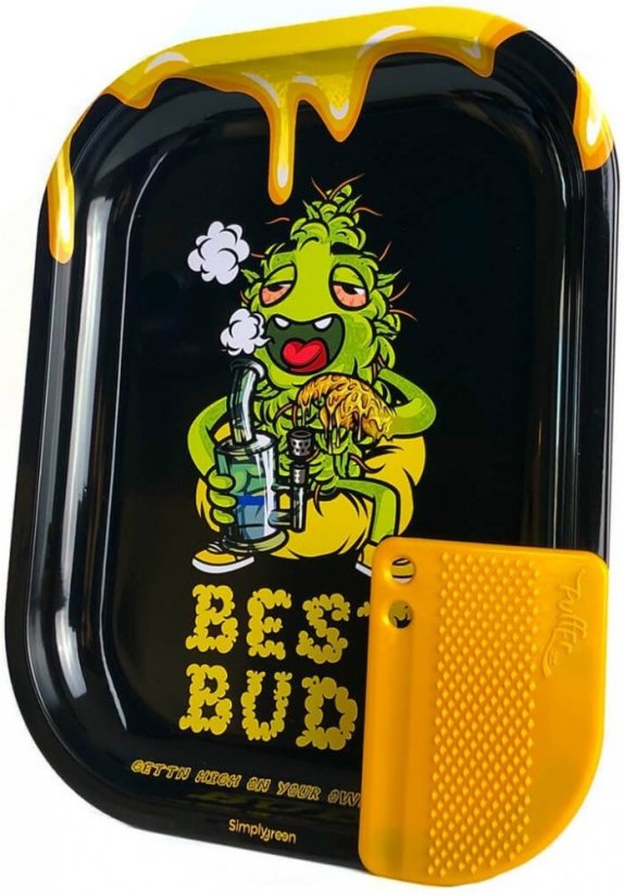 Best Buds Dab-All-Day Малка метална валцуваща тава с магнитна карта за мелница
