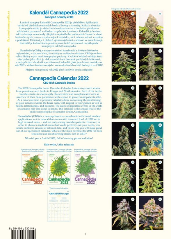 *Kalendář Cannapedia 2022 - Konopné odrůdy bohaté na CBD + 2x semínko (Kannabia a Seedstockers)