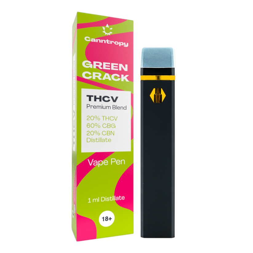 Canntropy THCV Vape Pen Зелена тріщина, 20 % THCV, 60 % CBG, 20 % CBN, 1 мл