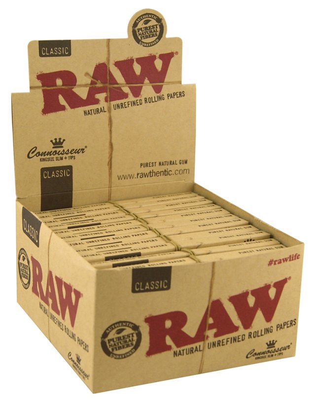 RAW Papers Connoisseur フィルター付きキングサイズペーパー、110 mm、24 個箱入り