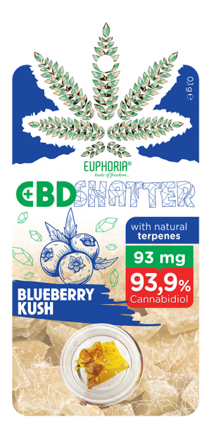 Euphoria Shatter Blueberry kush (93 till 465 mg CBD)