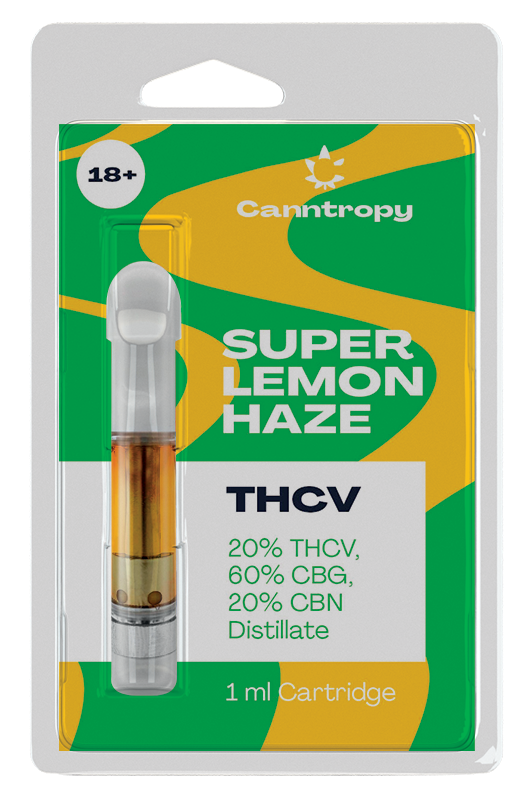 Canntropy Cartucho THCV Névoa Super Limão - 20 % THCV, 60 % CBG, 20 % CBN, 1 ml
