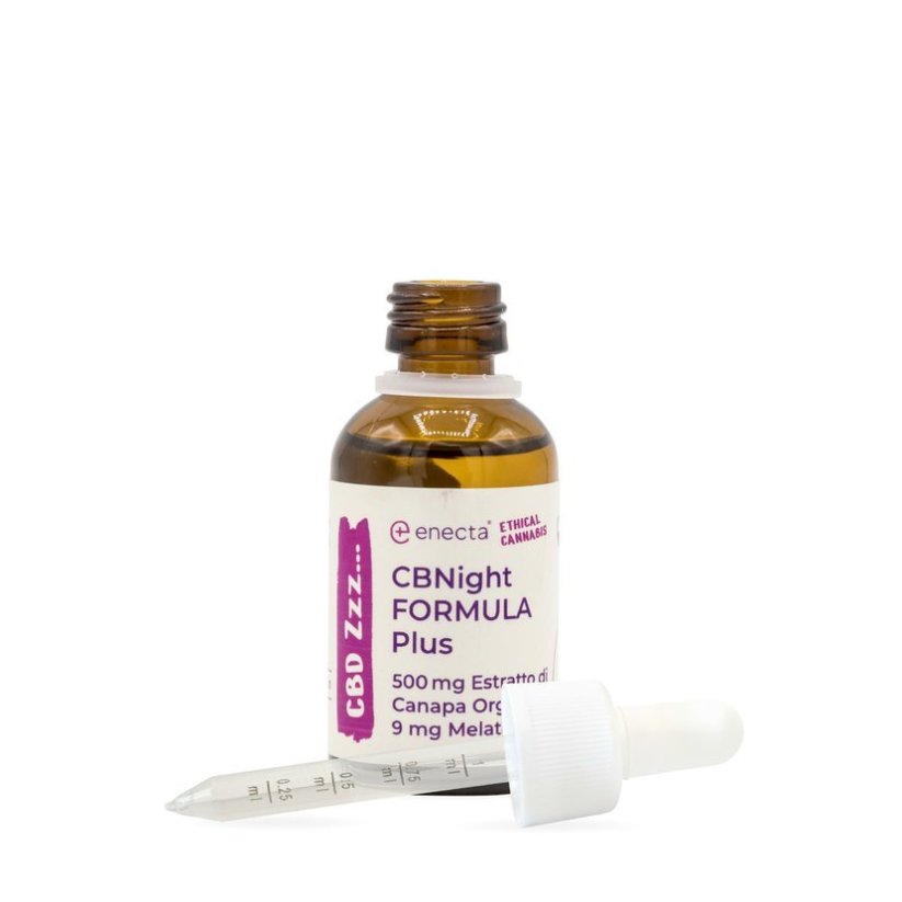 *Enecta CBNight Formula PLUS Żejt tal-qanneb b'Melatonin, 500 mg organic estratt tal-qanneb, 30 ml